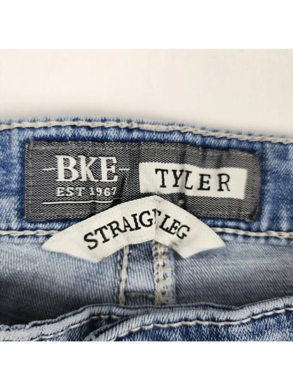 BKE Jeans Men 34S Blue Tyler Straight Leg Light Wash Denim (34x29)